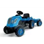 Smoby Tractor XL blauwe traptractor met aanhanger