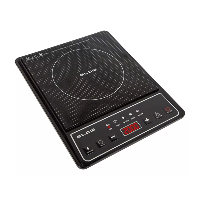 BLOW Inductiekookplaat, Enkele kookzone, Verstelbare kookplaat, 2000W, Zwart