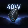 USAMS T70 40W 2xUSB-A 2xUSB-C Voeding Zwart