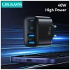 USAMS T70 40W 2xUSB-A 2xUSB-C Voeding Zwart