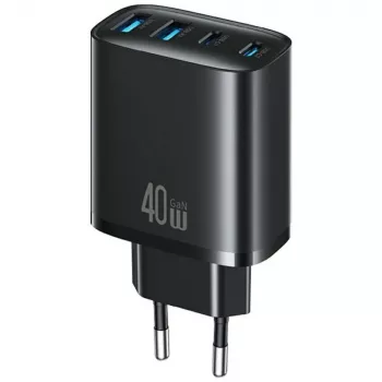 USAMS T70 40W 2xUSB-A 2xUSB-C Voeding Zwart