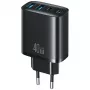 USAMS T70 40W 2xUSB-A 2xUSB-C Voeding Zwart