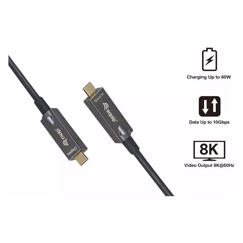 Equip USB 3.2 Gen 2 USB-C naar USB-C Active Optical kabel 15m zwart