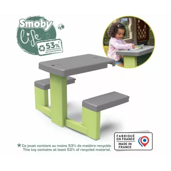SMOBY Life Kinderpicknicktafel Groen/Grijs