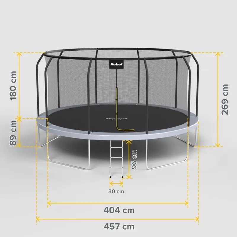 REBEL Active Trampoline PRO 15ft/457cm - zwart/blauw