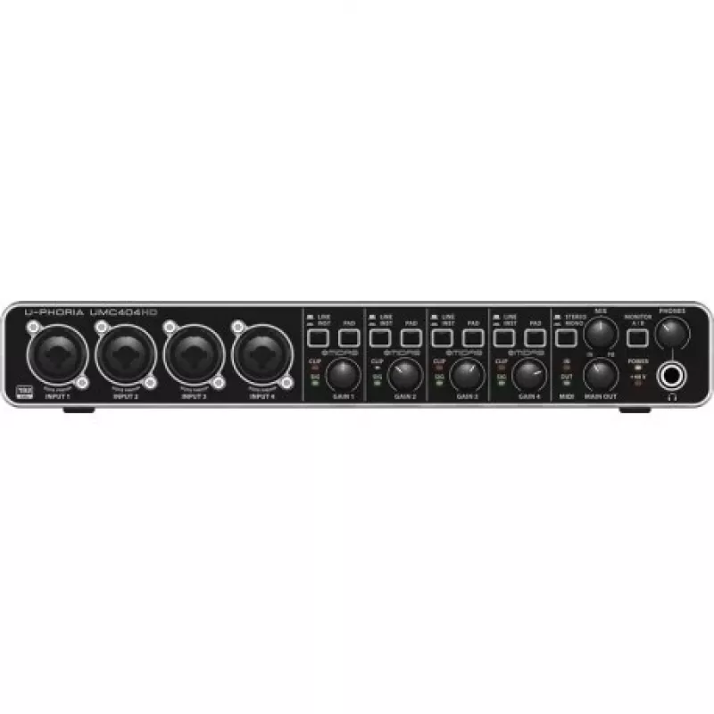 Behringer UMC404HD USB-audio-interface 4x4 24-bit/192 kHz met MIDAS-preamps
