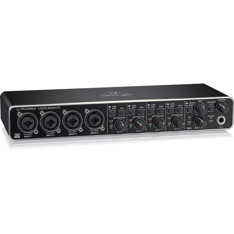 Behringer UMC404HD USB-audio-interface 4x4 24-bit/192 kHz met MIDAS-preamps