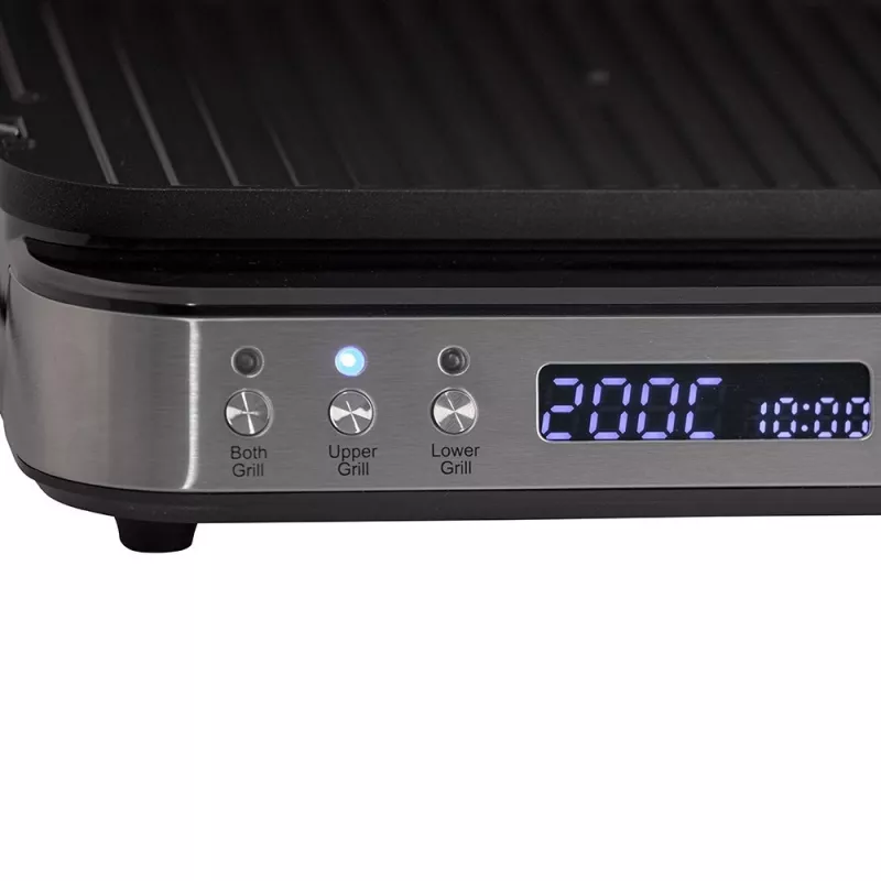 ELDOM GK200 GRILO contactgrill 2000W met instelbare thermostaat, antiaanbakplaten, zwart/zilver