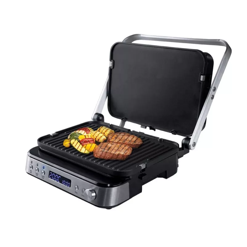 ELDOM GK200 GRILO contactgrill 2000W met instelbare thermostaat, antiaanbakplaten, zwart/zilver