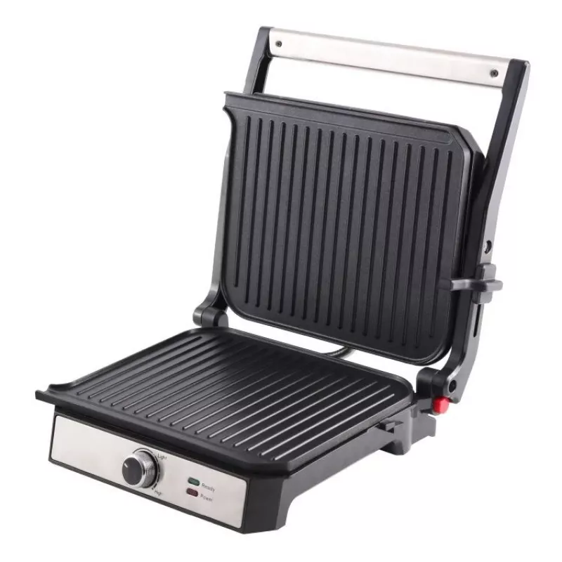 ELDOM GK200 GRILO contactgrill 2000W met instelbare thermostaat, antiaanbakplaten, zwart/zilver