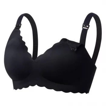 MOMCOZY YN46 Seamless Support Floral Nursing Bra zwart S
