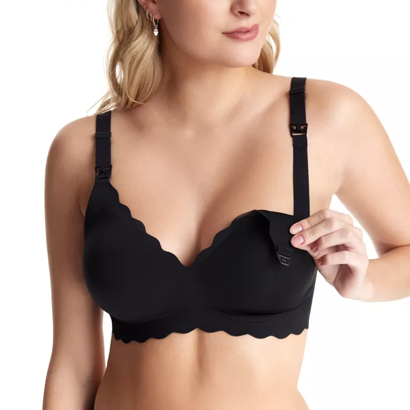 MOMCOZY YN46 Seamless Support Floral Nursing Bra zwart S