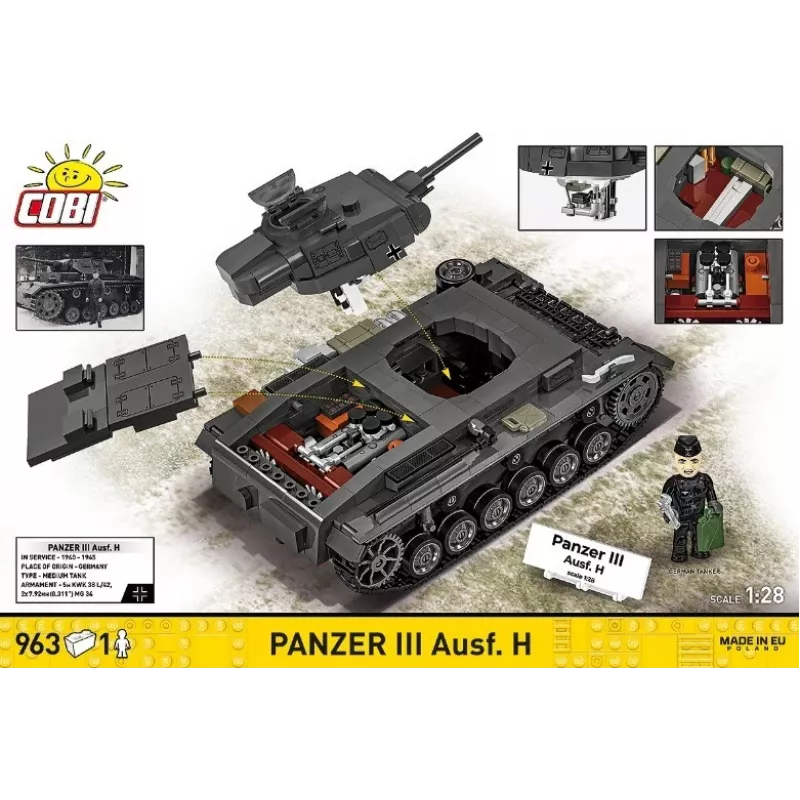 COBI 958 PCS HC WWII Panzer III Ausf. H bouwstenen-set