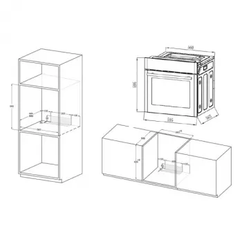 MPM-63-BO-30 inbouw elektrische oven zwart, 67L, 9 functies, energieklasse A