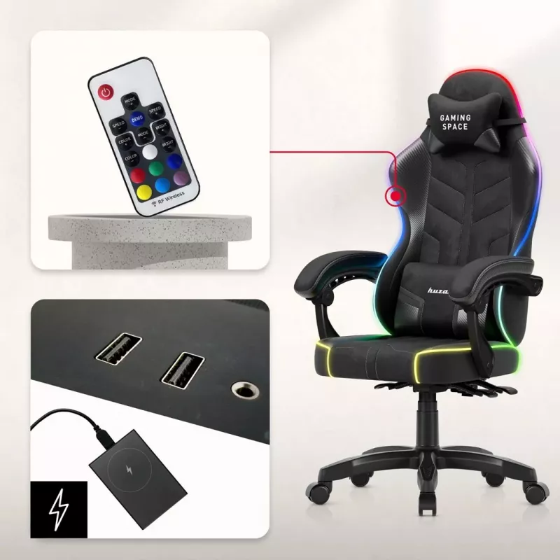 Huzaro Force 2.7 RGB zwarte gamingstoel