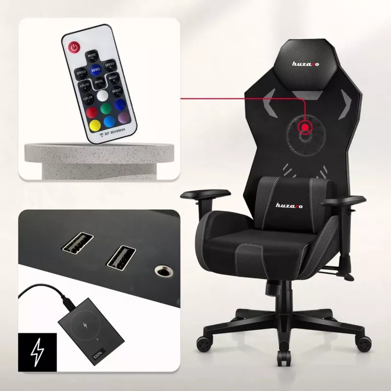 Huzaro Combat 7.6 RGB zwarte gamingstoel