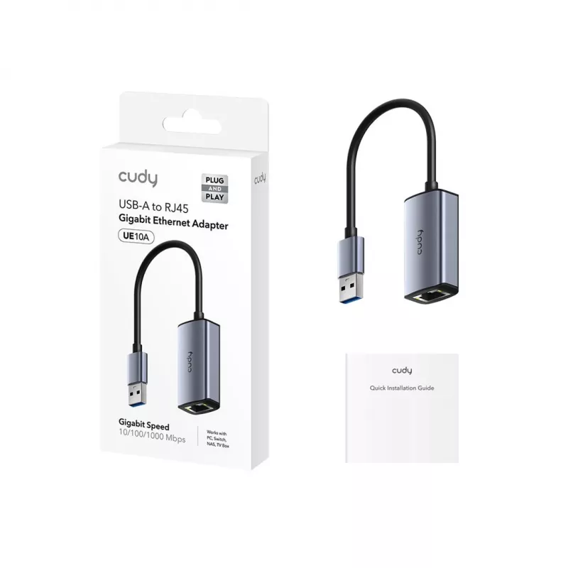 CUDY UE10A USB-A naar Ethernet adapter - Gigabit RJ45 netwerkadapter