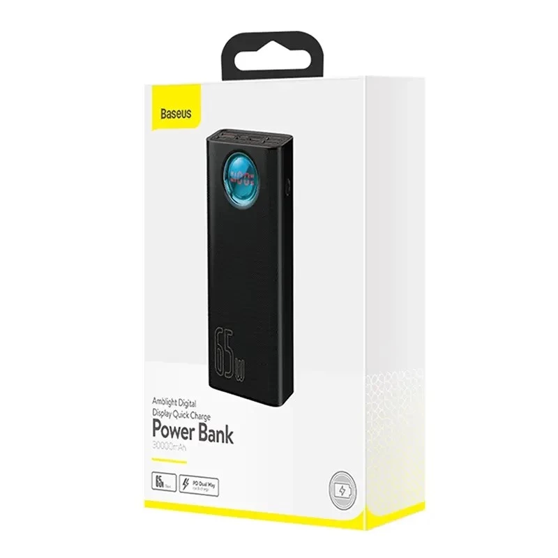 Baseus Amblight powerbank 30000mAh, 4xUSB, USB-C, 65W, zwart