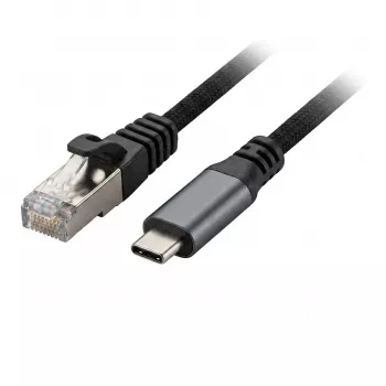 Synergy 21 USB 3.2 Type-C naar RJ45 Gigabit Ethernet adapterkabel 2,0m zwart textiel