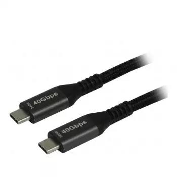 Synergy21 USB4 kabel USB-C naar USB-C 2,0m zwart gevlochten 40Gbps 240W Gen 3x2 E-Marker chip