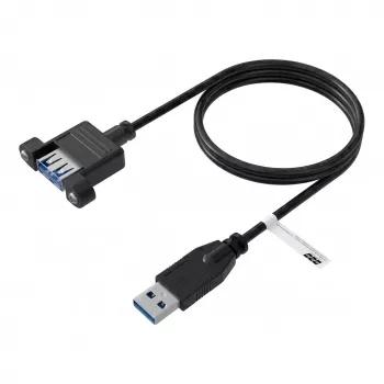 EFB USB 3.0-verlengkabel A-A male naar female voor paneelmontage, 0,5m, zwart
