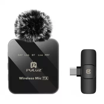PULUZ PU648B draadloze microfoon (USB-C) - professionele lavalier-microfoon met ENC-ruisonderdrukking, 10m bereik, 12h accu