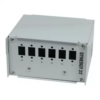 Synergy21 glasvezel-patchpaneel voor DIN-rail, 6x LC-duplex/SC-simplex-adapter, zonder koppelingen, lichtgrijs (RAL 7035)