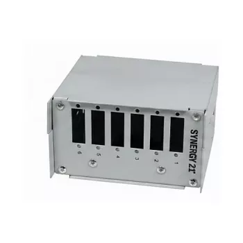 Synergy21 glasvezel-patchpaneel voor DIN-rail, 6x SC-duplex/LC-quad-poorten, leeg, lichtgrijs (RAL 7035)