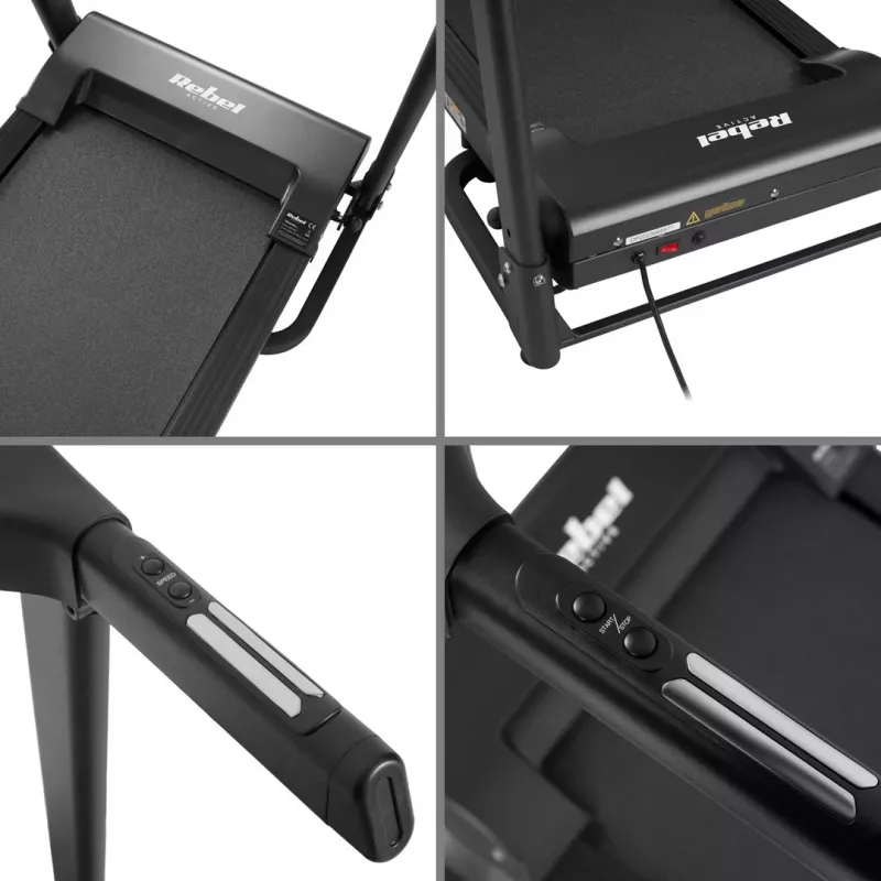 REBEL ACTIVE RBA-1001 opvouwbare elektrische loopband met LCD-display, 12 programma's, 12 km/h, zilver/zwart