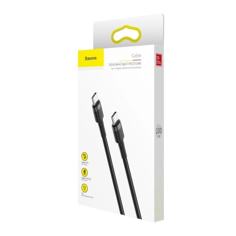 Baseus Cafule USB-C naar USB-C kabel PD 2.0 QC 3.0 60W 1m (zwart/grijs)