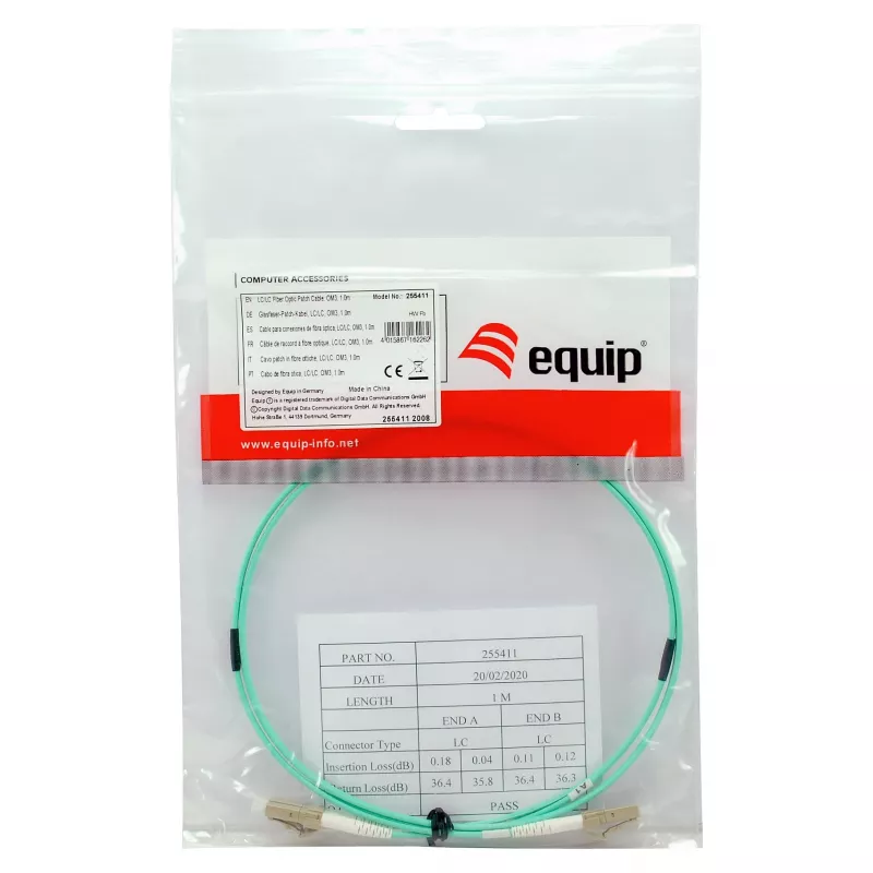 Equip patchkabel LC-LC 25 m multimode duplex OM3 turquoise