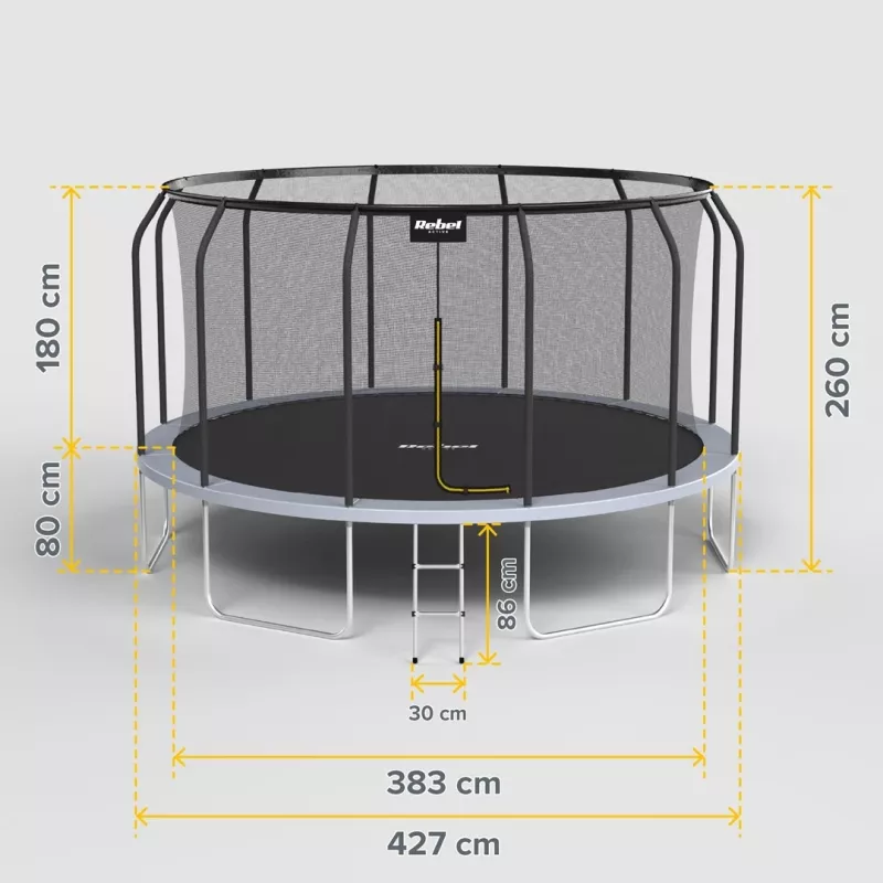 REBEL Active Trampoline PRO 14ft/427 cm met Veiligheidsnet en Ladder