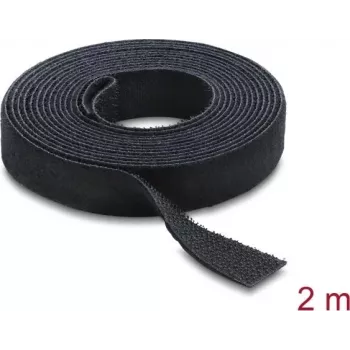 Delock klittenband op rol zwart L 2 m x B 13 mm (19030)