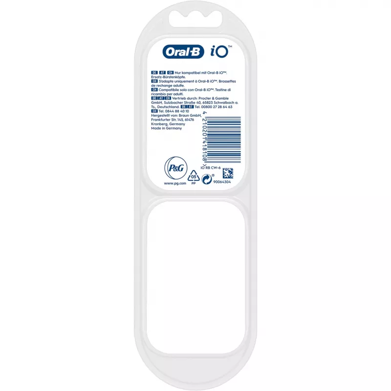 Oral-B iO Ultimate Clean borstelkoppen wit, 6 st. vervangende tandenborstelkoppen