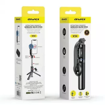 AWEI X51 magnetische selfiestick-statief zwart