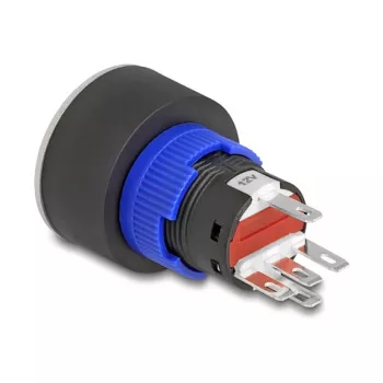 Delock 22 mm inbouw-drukschakelaar, vlak, rode LED, soldeeraansluitingen, 1 NO, 230 V AC/DC
