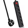 Helos Power Strip CLASSIC, 6-voudig, zwart, 5,0 m, met schakelaar