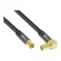 Good Connections SmartFLEX SAT-antennekabel, IEC/coax haakse stekker naar bus, verguld, viervoudig afgeschermd, 120 dB, zwart, 1,5 m (GC-M2072)