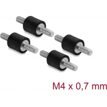 Delock trillingsdemper M4 x 0,7 mm D 10 x H 10 mm met 2 x uitwendige schroefdraad 4 stuks zwart (60798)