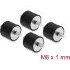 Delock trillingsdemper M6 x 1 mm D 25 x H 20 mm met 2 x uitwendige schroefdraad 4 stuks zwart (60815)