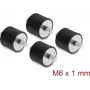 Delock trillingsdemper M6 x 1 mm D 25 x H 20 mm met 2 x uitwendige schroefdraad 4 stuks zwart (60815)