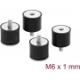 Delock trillingsdemper M6 x 1 mm D 25 x H 20 mm met inwendige en uitwendige schroefdraad 4 stuks zwart