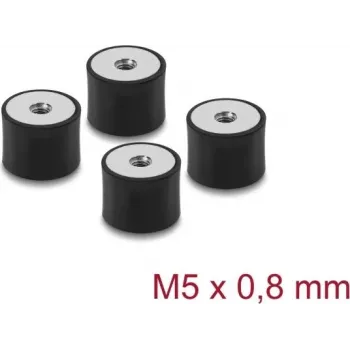 Delock trillingsdemper M5 x 0,8 mm D 20 x H 15 mm met 2 x inwendige schroefdraad 4 stuks zwart