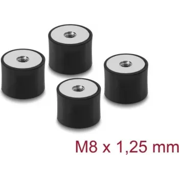 Delock trillingsdemper M8 x 1,25 mm D 30 x H 20 mm met 2x inwendige schroefdraad 4 stuks zwart (60827)