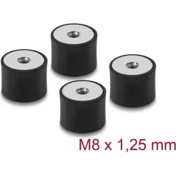 Delock trillingsdemper M8 x 1,25 mm D 40 x H 30 mm met 2 x inwendige schroefdraad 4 stuks zwart