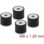 Delock trillingsdemper M8 x 1,25 mm D 40 x H 30 mm met 2 x inwendige schroefdraad 4 stuks zwart