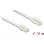 Delock RJ45 platte patchkabel Cat.8.1 U/FTP tot 40 Gbps 0,25 m wit (81023)