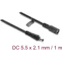 Delock DC-verlengkabel 5,5 x 2,1 mm stekker naar bus met bajonetsluiting 18 AWG, 1 m zwart (67389)