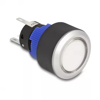 Delock drukschakelaar 22 mm vlak kunststof wit LED