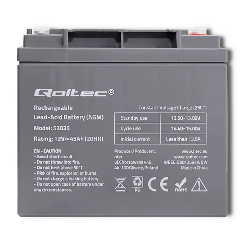 Qoltec 53035 AGM-accu 12V 45Ah 540A